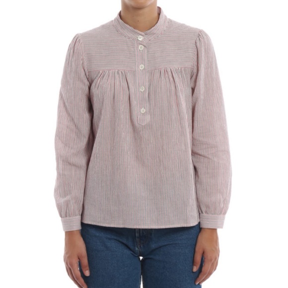 A.P.C. LOULA STRIPED COTTON BLOUSE sz 38 - Picture 3 of 11